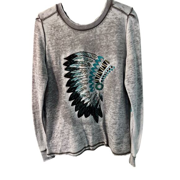 Ariat  Sweatshirt With Embroidered Indian Headdress Size Medium - Picture 1 of 5
